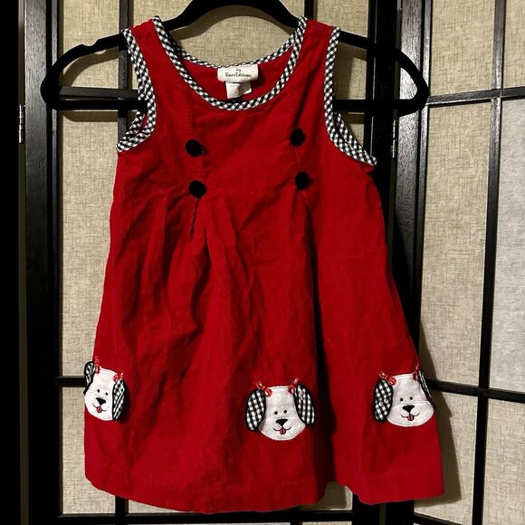 Rare Too Other - Rare Too by Rare Editions Girls Dress 4 Red and Black Checker Dogs Corduroy‎